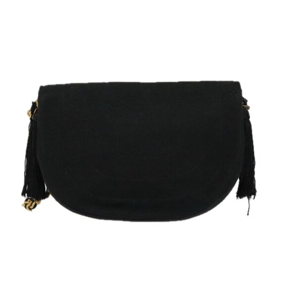CHANEL Chain Shoulder Bag Cotton Black Gold CC - Picture 2 of 16